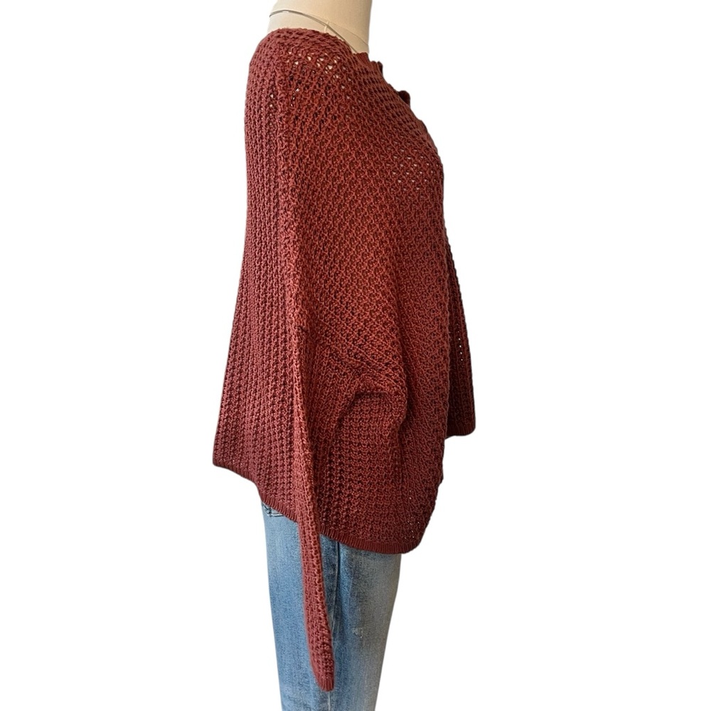 BDG UO loose weave quarter button dolman sleeve acrylic sweater red XS - Picture 4 of 14